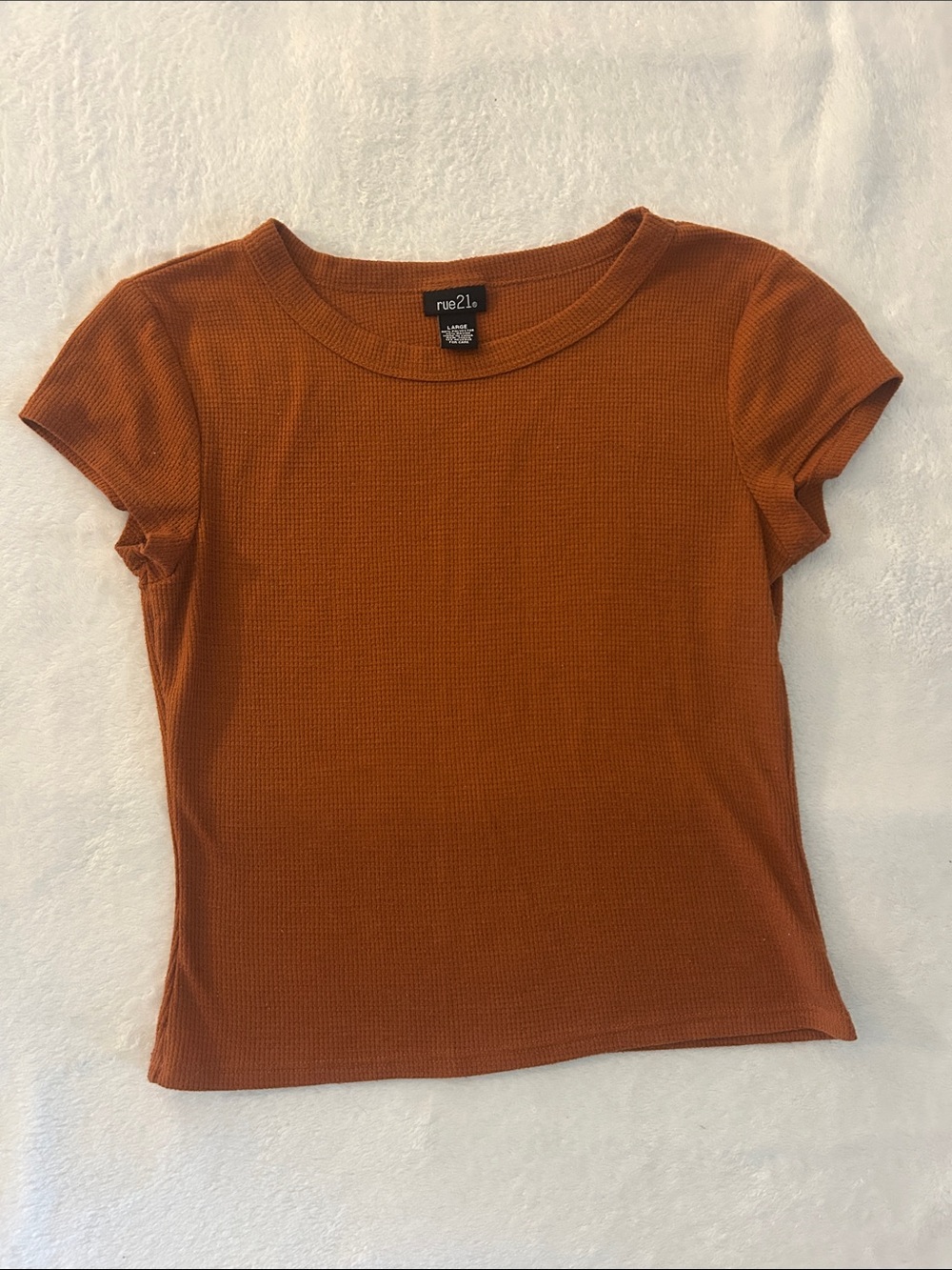 rue21 Rust Orange Short Sleeve Waffle Knit Tee